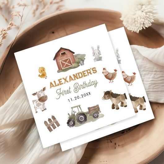 ファームアニマルズ1st誕生日パーティー スタンダードカクテルナプキン