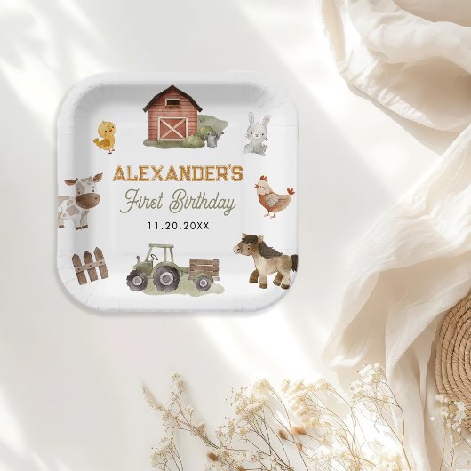 ファームアニマルズ1st誕生日パーティー ペーパープレート