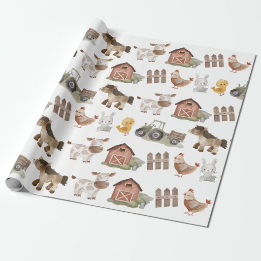 ファームアニマルズ1st誕生日パーティー ラッピングペーパー (アンロールド)