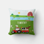 ファームアニマルズ&レッドトラクターバースデーパーティーテーマ クッション (正面)