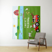 ファームアニマルズ&レッドトラクターバースデーパーティーテーマ タペストリー (インサイチュ)