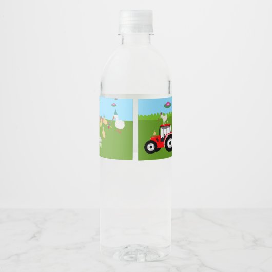ファームアニマルズ&レッドトラクターバースデーパーティーテーマ ペットボトルラベル (裏面)