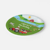 ファームアニマルズ&レッドトラクターバースデーパーティーテーマ ペーパープレート (アングル)