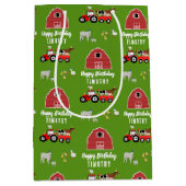 ファームアニマルズ&レッドトラクターバースデーパーティーテーマ ミディアムペーパーバッグ (正面)