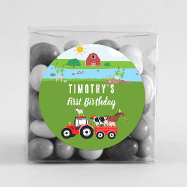 ファームアニマルズ&レッドトラクターバースデーパーティーテーマ ラウンドシール