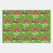 ファームアニマルズ&レッドトラクターバースデーパーティーテーマ ラッピングペーパーシート (正面3)