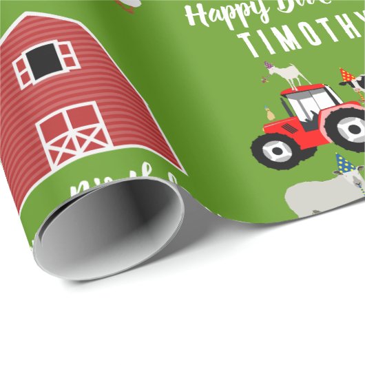 ファームアニマルズ&レッドトラクターバースデーパーティーテーマ ラッピングペーパー (ロールコーナー)
