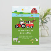 ファームアニマルズ&レッドトラクターバースデーパーティーテーマ 招待状 (スタンド正面)