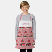 ファームアニマルズ&レッドトラクター納屋周囲の庭ガールズパターン エプロン (着用した状態)