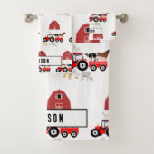 ファームアニマルズ&レッドトラクター納屋周囲の庭ボーイズガールズ バスタオルセット (インサイチュ)