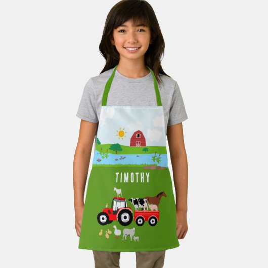 ファームアニマルズ&レッドトラクター納屋周囲の庭名前をカスタムする エプロン (インサイチュ)