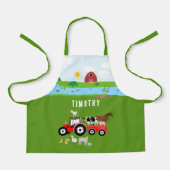 ファームアニマルズ&レッドトラクター納屋周囲の庭名前をカスタムする エプロン (正面)