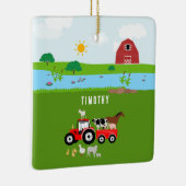 ファームアニマルズ&レッドトラクター納屋周囲の庭名前をカスタムする セラミックオーナメント (右)