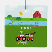 ファームアニマルズ&レッドトラクター納屋周囲の庭名前をカスタムする セラミックオーナメント (裏面)