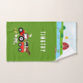 ファームアニマルズ&レッドトラクター納屋周囲の庭名前をカスタムする バスタオルセット (ハンドタオル)