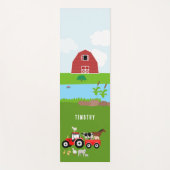 ファームアニマルズ&レッドトラクター納屋周囲の庭名前をカスタムする ヨガマット (正面)