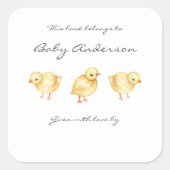 ファームアニマルチックベビーシャワー蔵書票 スクエアシール (正面)