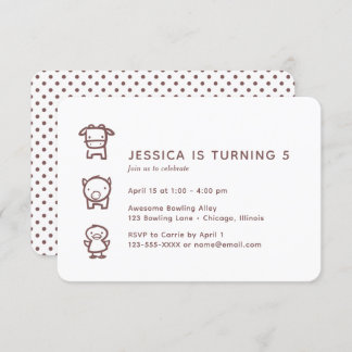 ファームアニマルドレスチャイルド誕生日 招待状