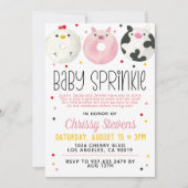 ファームアニマルドーナツベビー散水シャワー招待状 招待状 (正面)