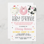 ファームアニマルドーナツベビー散水シャワー招待状 招待状 (正面/裏面)