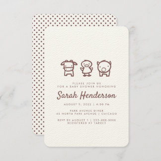ファームアニマルドールベビーシャワー招待状 招待状