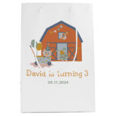 ファームアニマルバースデーパーティーお祝いのお気に入り ミディアムペーパーバッグ (正面)