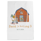 ファームアニマルバースデーパーティーお祝いのお気に入り ミディアムペーパーバッグ (裏面)