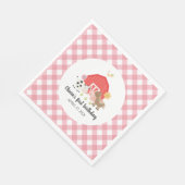 ファームアニマルバースデーパーティーナプキンズピンクプレイド スタンダードランチョンナプキン (角)