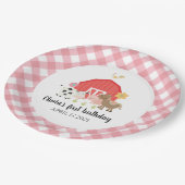 ファームアニマルバースデーパーティープレートピンクプレイド ペーパープレート (アングル)