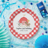 ファームアニマルバースデーパーティープレートレッドプレイド ペーパープレート (パーティー)