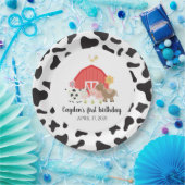 ファームアニマルバースデーパーティープレート牛プリント ペーパープレート (パーティー)