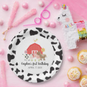 ファームアニマルバースデーパーティープレート牛プリント ペーパープレート (パーティー)