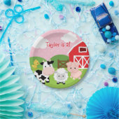 ファームアニマルバースデーパーティー紙プレート（ピンク） ペーパープレート (パーティー)