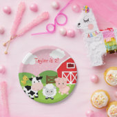 ファームアニマルバースデーパーティー紙プレート（ピンク） ペーパープレート (パーティー)