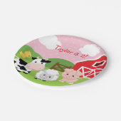 ファームアニマルバースデーパーティー紙プレート（ピンク） ペーパープレート (アングル)