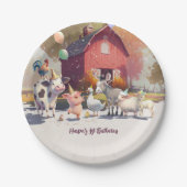 ファームアニマルバースデーパーティー紙プレート ペーパープレート (正面)