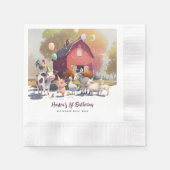 ファームアニマルバースデーパーティー紙 縁ありカクテルナプキン (正面)