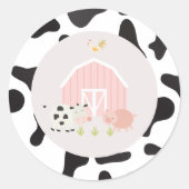 ファームアニマルバースデーパーティ感謝していユーメッセージカード ラウンドシール (正面)