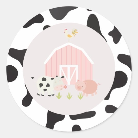 ファームアニマルバースデーパーティ感謝していユーメッセージカード ラウンドシール (正面)