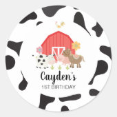 ファームアニマルバースデーパーティ感謝していユーメッセージカード ラウンドシール (正面)