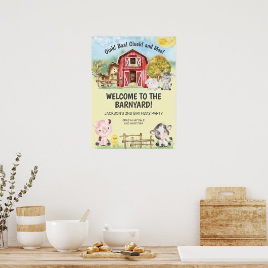 ファームアニマルバーンテーマの第2の誕生日へようこそ ポスター (キッチン)