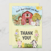 ファームアニマルバーンテーマの第2誕生日 サンキューカード (正面/裏面)