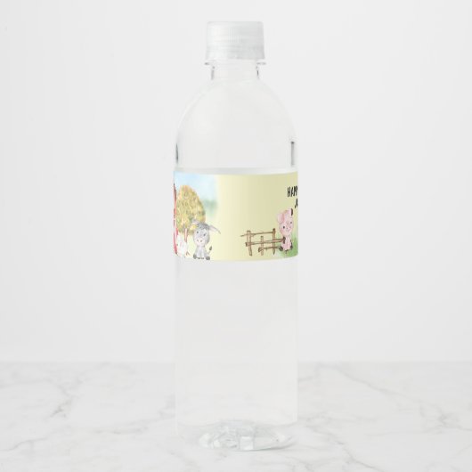 ファームアニマルバーンテーマの第2誕生日 ペットボトルラベル (正面)