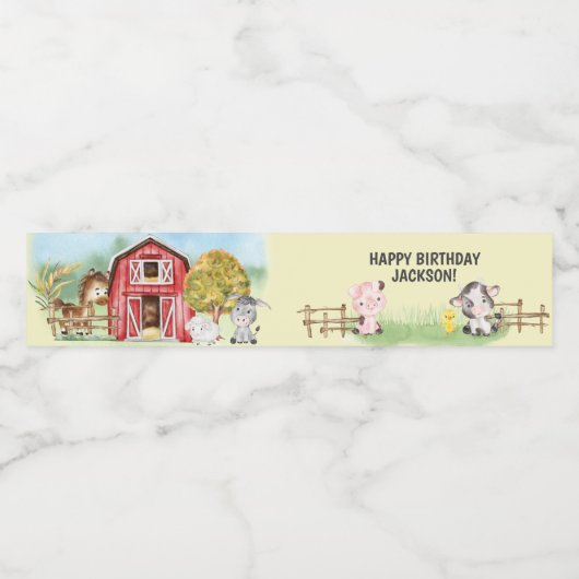 ファームアニマルバーンテーマの第2誕生日 ペットボトルラベル (シングルラベル)