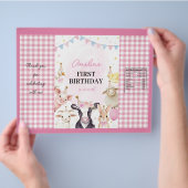 ファームアニマルピンクガール誕生日チップバッグラッパー チラシ (手)