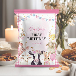 ファームアニマルピンクガール誕生日チップバッグラッパー チラシ