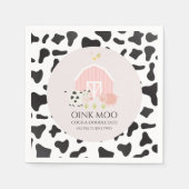 ファームアニマルピンクバーンカウープリント誕生日 スタンダードカクテルナプキン (正面)