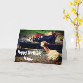 ファームアニマルフレンズパーソナライズされた誕生日 カード (黄色い花)