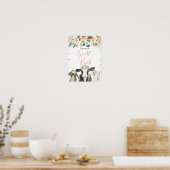 ファームアニマルフローラガールベビーシャワーゲストブック ポスター (キッチン)