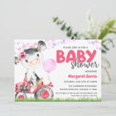 ファームアニマルベビーガール牛ベビーシャワー招待状 招待状 (スタンド正面)